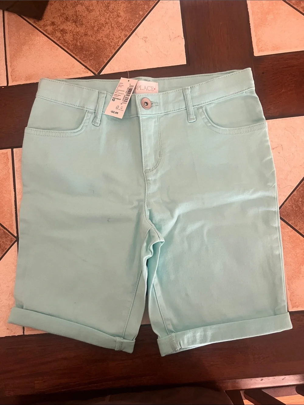 The Children's Place Mint Green Roll-Cuff Bermuda Shorts